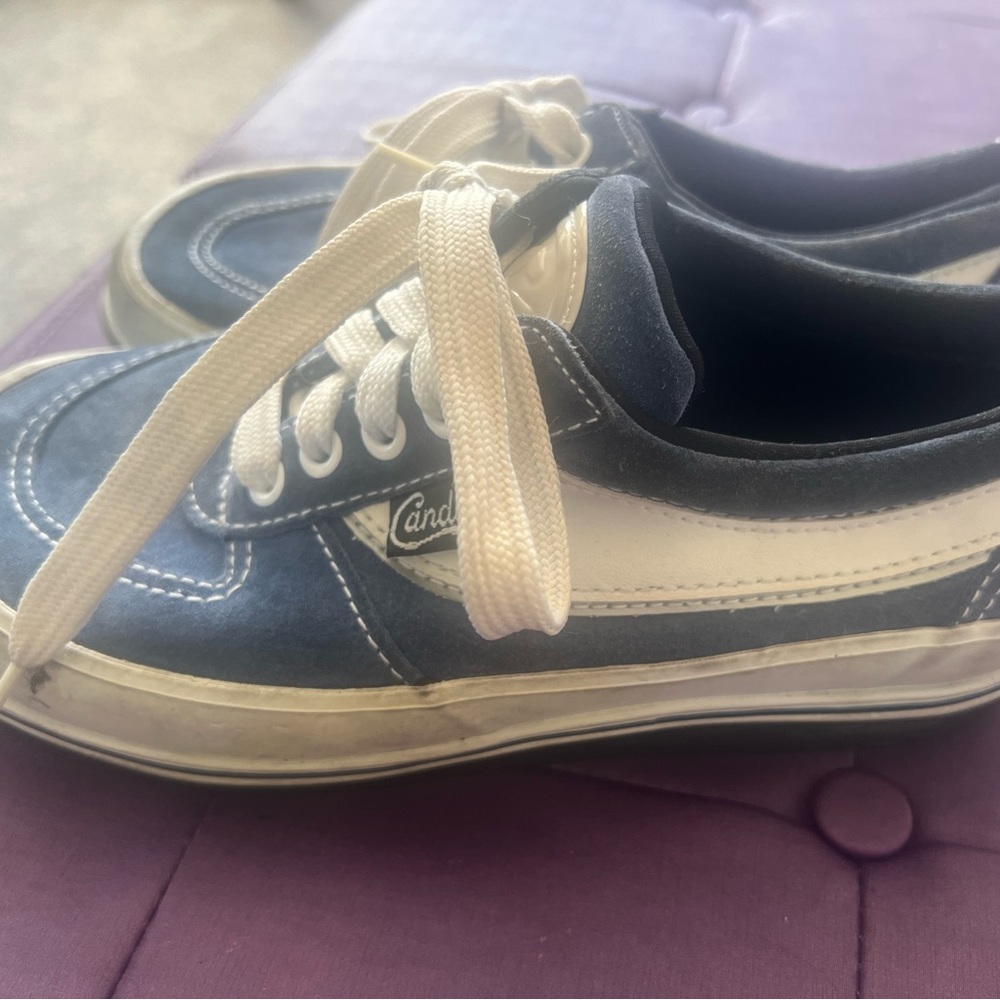 Vintage Candie’s women’s sneakers! Blue suede with white leather trim Size 7